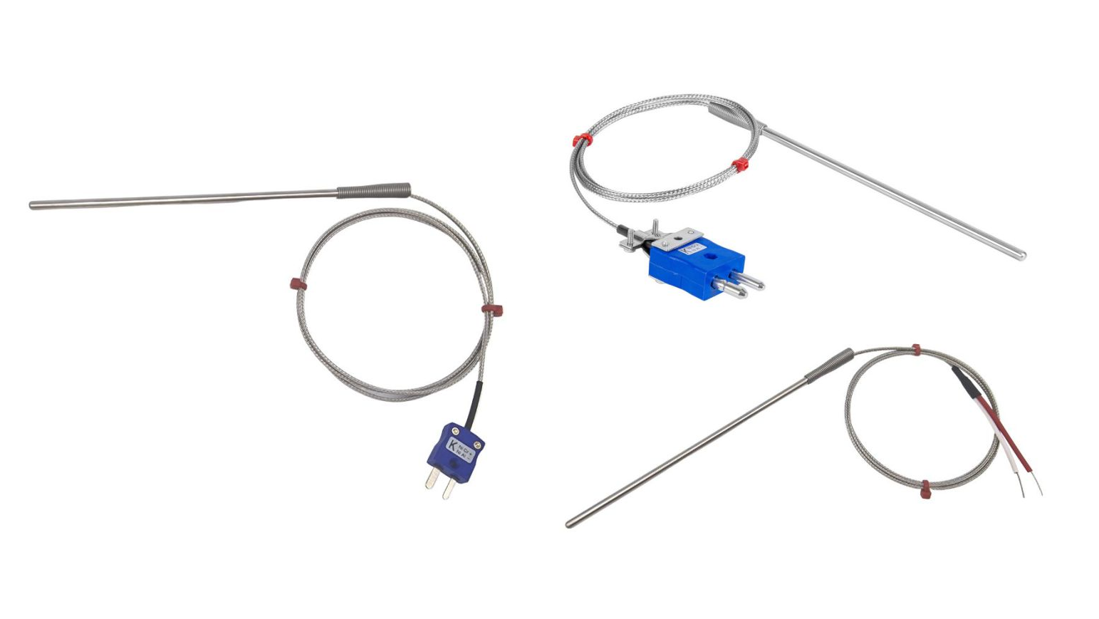 Allzweck-Thermoelement-Sonde, glasfaserisoliertes Kabel mit Edelstahlgeflecht