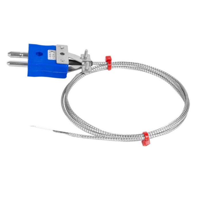 Blatt-Thermoelement, glasfaserisoliertes Kabel mit Edelstahl-bergeflecht - Typ K JIS mit Standard-Steckeranschluss