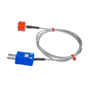 JIS Typ K 1,9 kg Zugknopf-Magnet-Thermoelement, PFA-isoliertes Kabel mit Edelstahlgeflecht, das im Standardstecker endet - 2 m