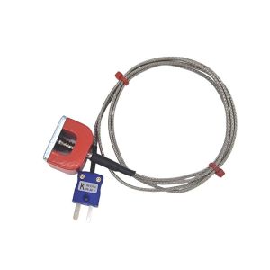 JIS Typ K 4,5 kg Pull Power (Hufeisen) Magnet-Thermoelement, PFA-isoliertes Kabel mit bergeflecht aus Edelstahl, das in einem Miniaturstecker endet - 1 m